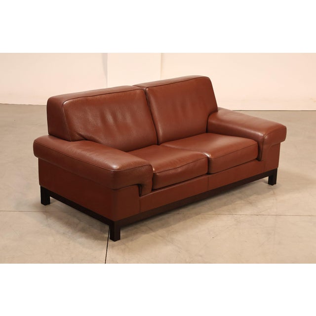 High Quality Italian Made Fornmenti Modern Leather Two Seat Sofa Or Loveseat. Features Supple Top Grain Leather...