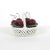 Gorgeous Italian white ceramic basket filled with glossy red ceramic cherries with wire stems. There is a tiny chip on the...