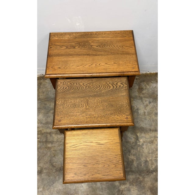 Brown Vintage English Oak Nest of Tables For Sale - Image 8 of 9