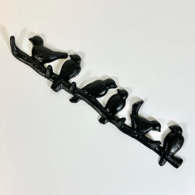 1970s Vintage Italian Art Nouveau Giacometti Style Tree Branch & Birds Wall Hooks - 5 Hooks. For Sale - Image 6 of 13