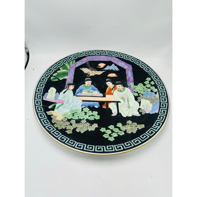 Ceramic Large Chinoiserie Decorative Platter For Sale - Image 7 of 7