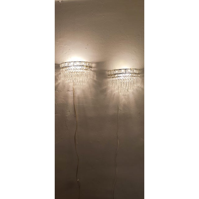 Metal Classic Crystal Wall Lights, France, 1950s, Set of 2 For Sale - Image 7 of 18