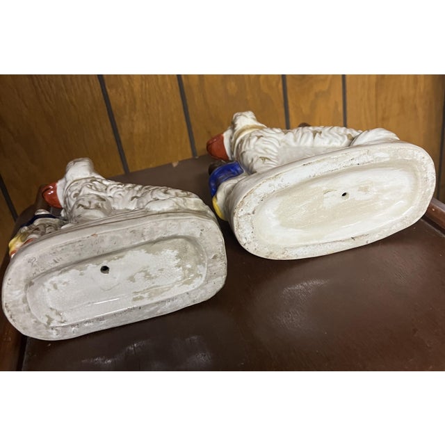 White One Pair of Antique Staffordshire Dogs With Children For Sale - Image 8 of 8