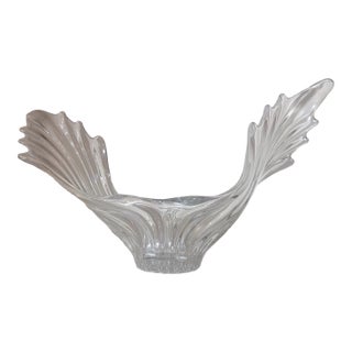 Huge Modern French Art Vannes Le Chatel Crystal Swirl Splash Centerpiece Bowl For Sale