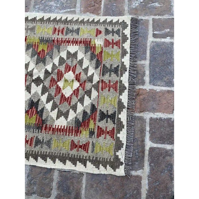 Navaho Tribal Kilim Hand-Woven Wool Rug 2.7' X 3.9' For Sale - Image 6 of 8