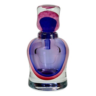 Purple and Fuchsia Sommerso Murano Glass Decanter, 1980s For Sale