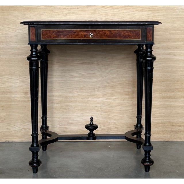 French Late 19th Century Sewing or Side Table Napoleon III Wood Marquetry France For Sale - Image 3 of 17
