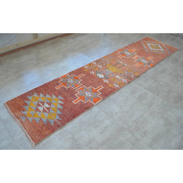 1960s Vintage Hand Knotted Turkish Runner For Sale - Image 4 of 11