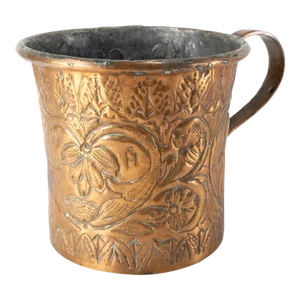 18th Century Engraved Copper Two Handled Washing Mug Cup