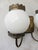 Victorian Vintage Milk Glass Globe Two Light Aged Brass Sconce For Sale - Image 3 of 9