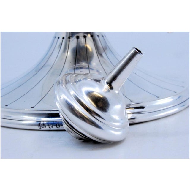 Metal Silver Perfume Bottle with Round Base and Cord Application For Sale - Image 7 of 10