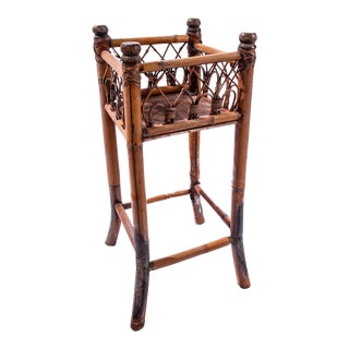 Mid 20th Century Rattan Plant Stand For Sale