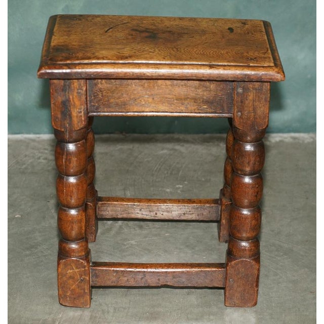 English Oak Bobbin Turned Joint Stool, 1700s For Sale - Image 16 of 18