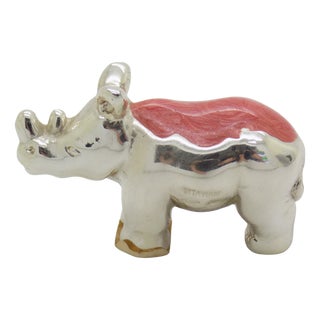 Vintage Italian Sterling Silver 925 and Enameled Rhino Miniature by Ottaviani, Rome, 1980s For Sale