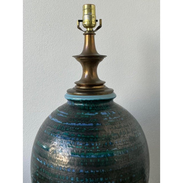 Vintage MCM Glazed Ceramic Lamp For Sale - Image 10 of 10