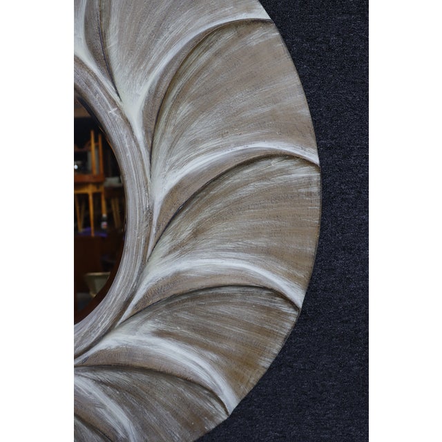 Mid-Century Modern Style Carved Swirl Sunburst Wall Mirror For Sale In Philadelphia - Image 6 of 8