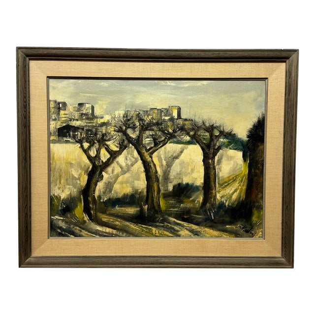 G. Nosdini Urban Landscape With Bare Trees For Sale