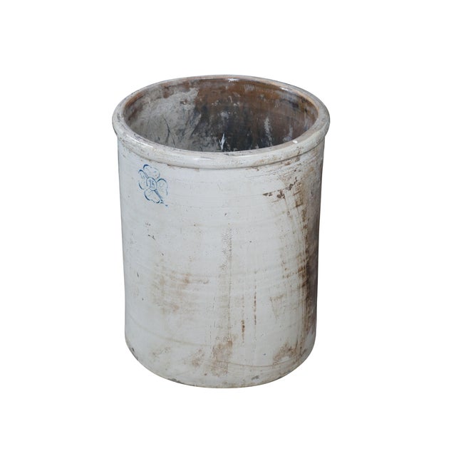 French Antique Alabama Miller Pottery 15 Gallon Salt Glaze Stoneware Crock Butter Churn For Sale - Image 3 of 11