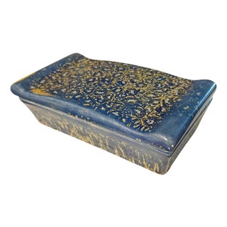 Speckled Blue Mid 20th Century Ceramic Box For Sale