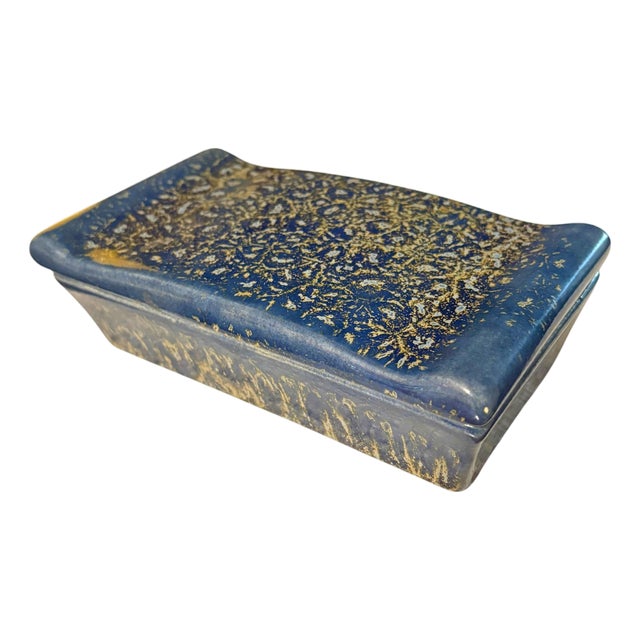 Speckled Blue Mid 20th Century Ceramic Box For Sale