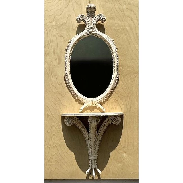 Mid 20th Century Vintage Console Wall Table With Mirror For Sale - Image 5 of 12