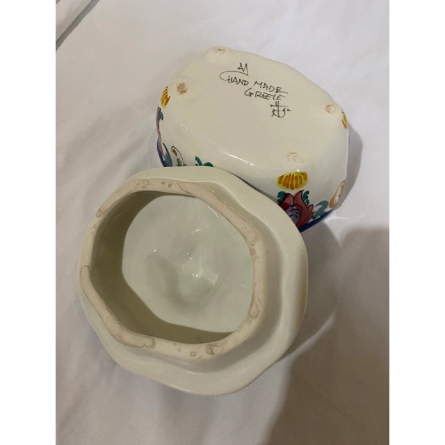 Off-white 1990s Greek Pottery Lidded Bowl For Sale - Image 8 of 8