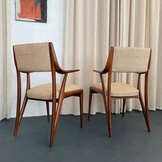 Wood 1950s Mid-Century Modern Sculptural Walnut Armchairs by M. Singer & Sons For Sale - Image 7 of 10