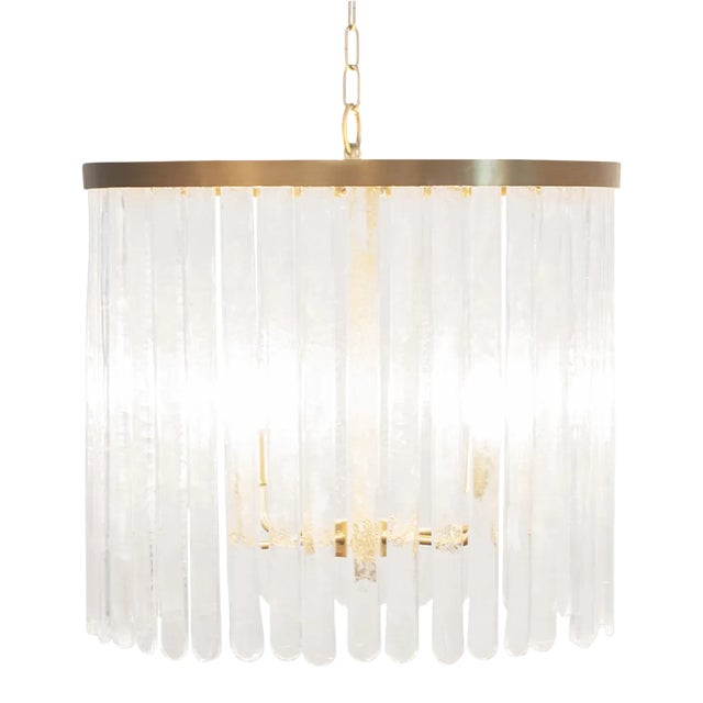 Matthew Izzo Home - Silvana Brushed Brass & Textured Glass Chandelier For Sale