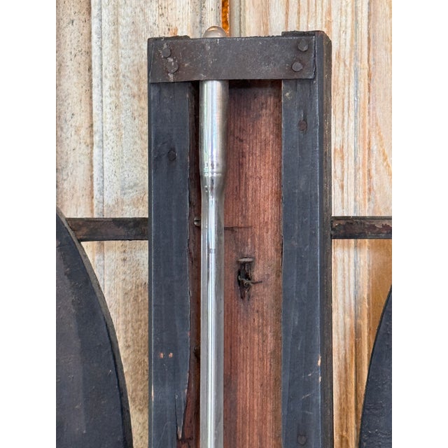Gold 19th Century French Eglomise Barometer With Lyre-Form Thermometer For Sale - Image 8 of 11