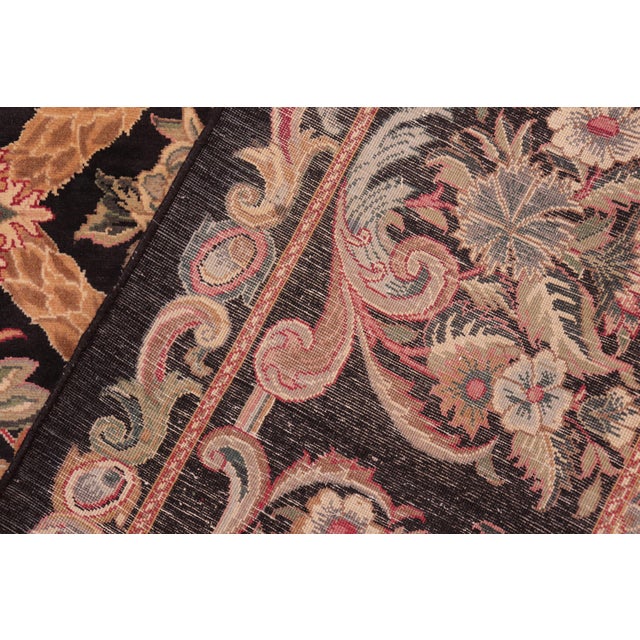 Textile Elegant Floral Pak-Persian Black/Brown Wool Rug - 8'2'' X 10'2'' For Sale - Image 7 of 9