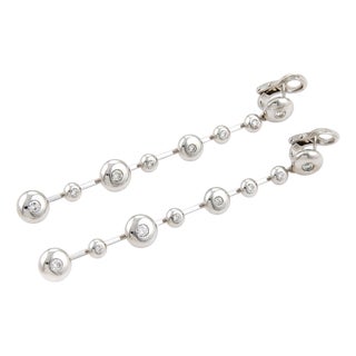 Mid 20th Century Koesia Diamond 18k White Gold Fancy Spinner Discs Long Earrings For Sale