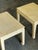 Pair of faux goatskin tables in the manner of Karl Springer. Very nice tables with good size