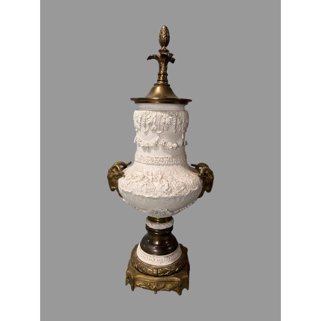 Antique Sevres Bisque Porcelain Bolted Urn For Sale - Image 11 of 11
