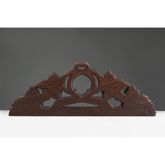 Antique Oak Pediment with Hand-Carved Oak Leaves, 1850 For Sale - Image 10 of 11