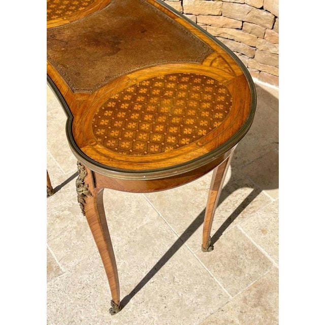 Wood Louis XV Desk in Marquetry and Bronze For Sale - Image 7 of 11