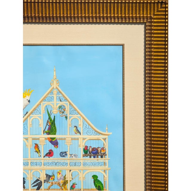 Jennifer Lively “Bird Cage” Contemporary Blue Toned Surreal Still Life Painting of Various Birds, 2016 For Sale In Houston - Image 6 of 11