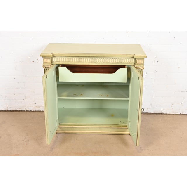 1960s Henredon Neoclassical Green and Cream Lacquered Sideboard Buffet or Bar Cabinet, Circa 1960s For Sale - Image 5 of 12