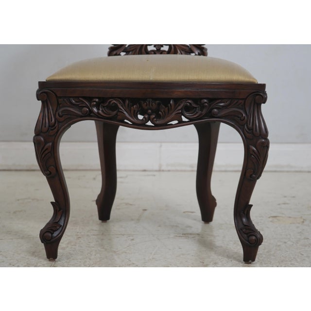 Wood John Belter Style Ornately Carved Mahogany Chairs For Sale - Image 7 of 18