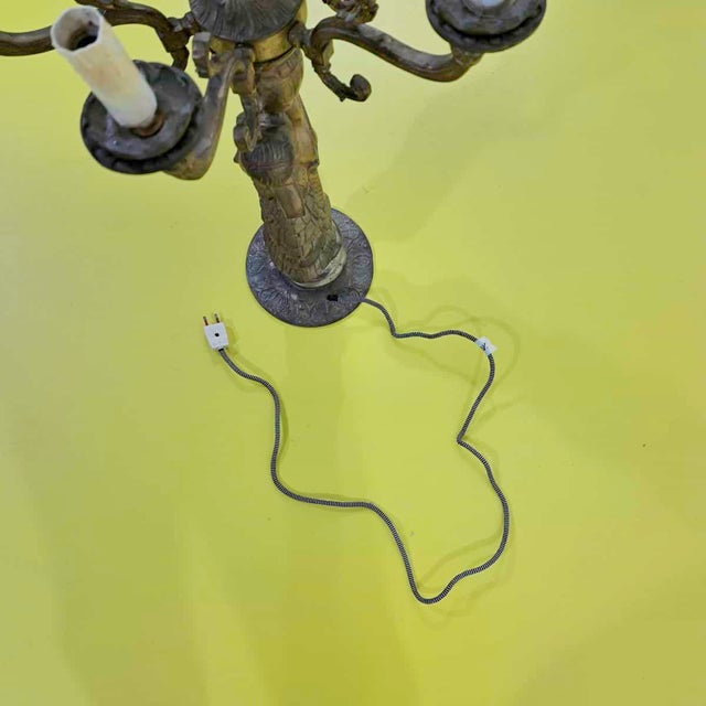 Brown Golden Candleholder with Figure For Sale - Image 8 of 13