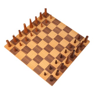 Chess Set with Box attributed to Christophe Gevers for de Coene, Belgium, 1950s, Set of 34 For Sale