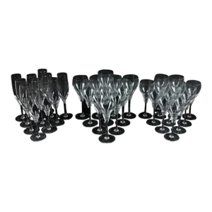 1950s Oneida Saturn Crystal Stem Glassware Set- 33 Pieces