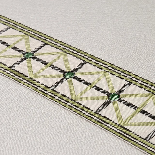 Schumacher Sample - Schumacher Napoleon Indoor/Outdoor Tape, Moss For Sale - Image 4 of 5