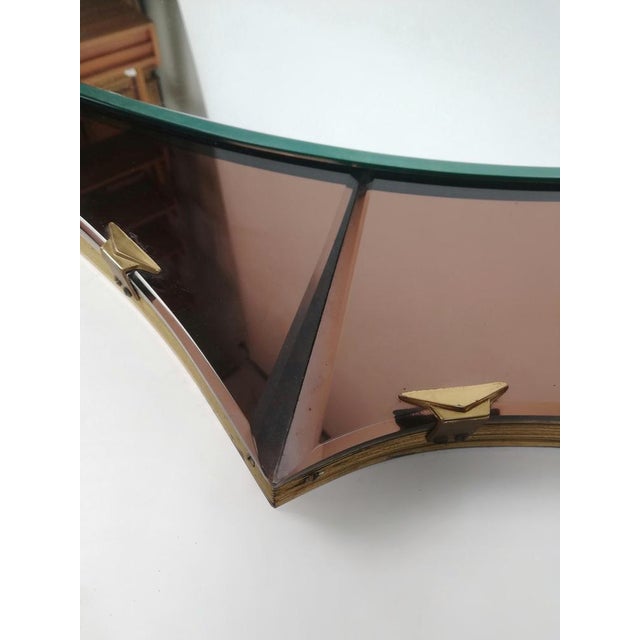 Metal Full Length Pink Mirror in Colored and Cut Glass, Italy, 1950s For Sale - Image 7 of 11