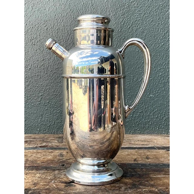 Vintage Art Deco Silver Plate Cocktail Pitcher For Sale In West Palm - Image 6 of 12