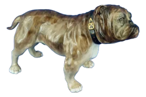 20th Century Porcelain Figurine Depicting Bulldog Dog by the Alton Factory, Longton, England, 1920s