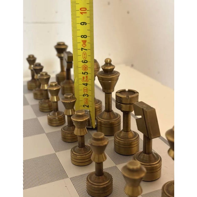 Metal Steel and Brass Chess Set from Italfama, 1970, Set of 33 For Sale - Image 7 of 9