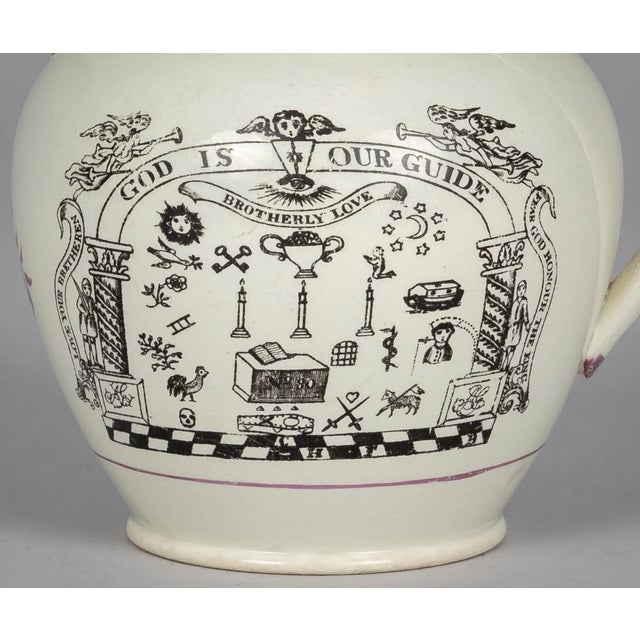 Early 19th Century Early 19th Century English Pearlware Pink Lustre Masonic Jug For Sale - Image 5 of 10