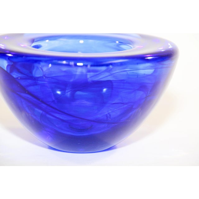 1990s Kosta Boda Royal Blue Crystal Candle Holder by Anna Ehrner, 1990's For Sale - Image 5 of 11