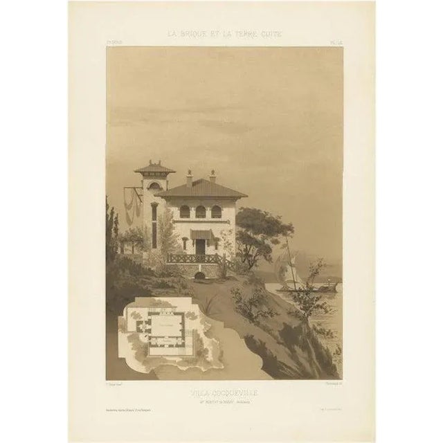 French Villa Cocqueville, 1890s, Paper For Sale - Image 6 of 6