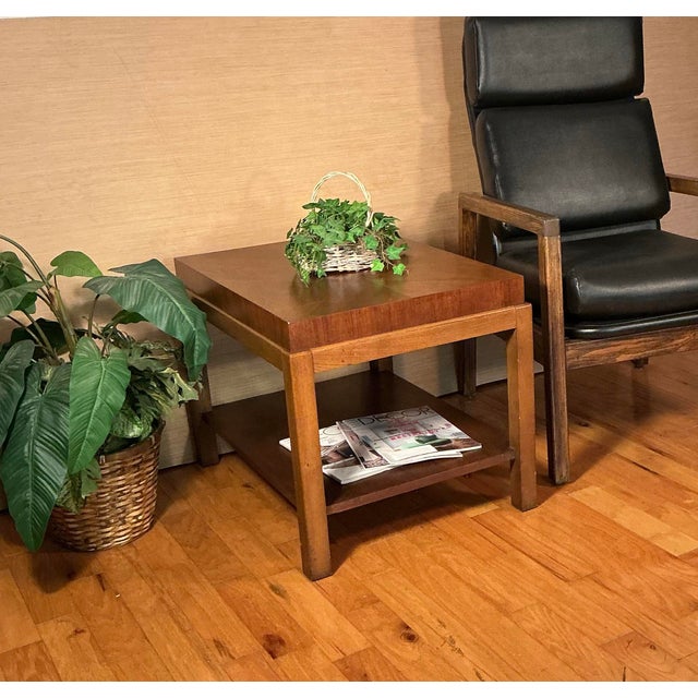 Lane Altavista Mid-Century Modern Walnut 20”x 27” Two-Tiered Side Table, Circa 1960’s For Sale - Image 10 of 10